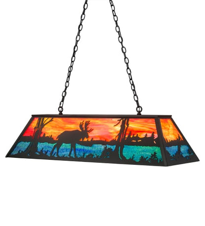 Moose at Lake 6 Light 17" Wide Linear Pendant
