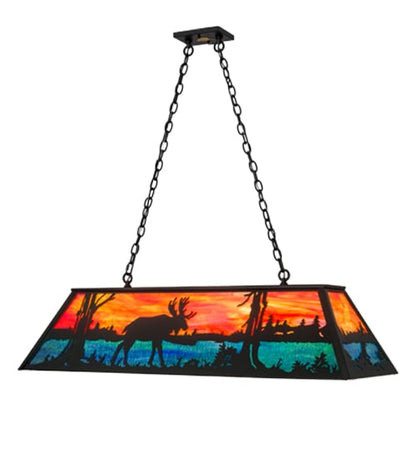 Moose at Lake 6 Light 17" Wide Linear Pendant