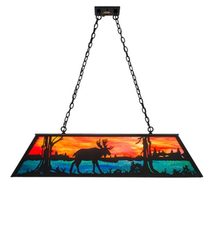 Moose at Lake 6 Light 17" Wide Linear Pendant