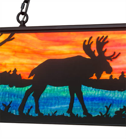 Moose at Lake 6 Light 17" Wide Linear Pendant