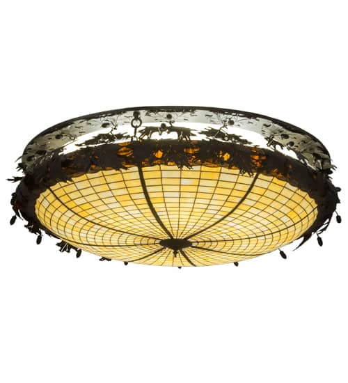 Greenbriar Oak 8 Light 52" Wide Semi-Flush Bowl Ceiling Fixture - Antique Copper Finish - GU24 Bulb Base