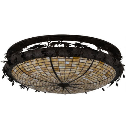 Greenbriar Oak 8 Light 52" Wide Semi-Flush Bowl Ceiling Fixture - Antique Copper Finish - GU24 Bulb Base