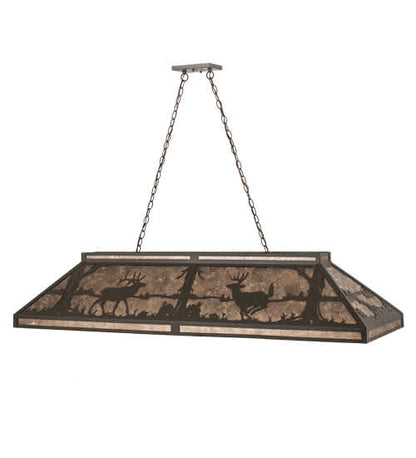 Elk and Deer at Lake 9 Light 18" Wide Linear Pendant