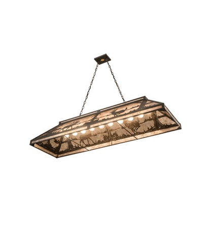 Elk and Deer at Lake 9 Light 18" Wide Linear Pendant