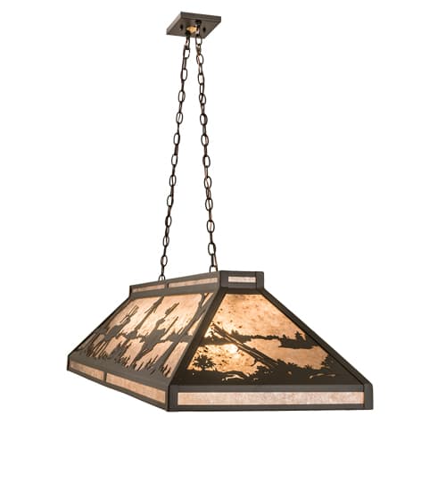 Elk and Deer at Lake 9 Light 18" Wide Linear Pendant