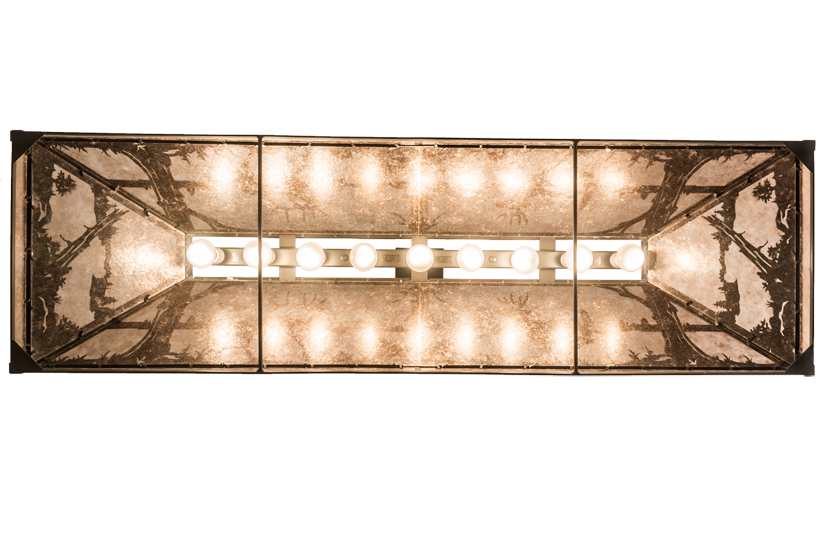 Elk and Deer at Lake 9 Light 18" Wide Linear Pendant