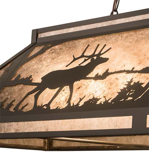 Elk and Deer at Lake 9 Light 18" Wide Linear Pendant