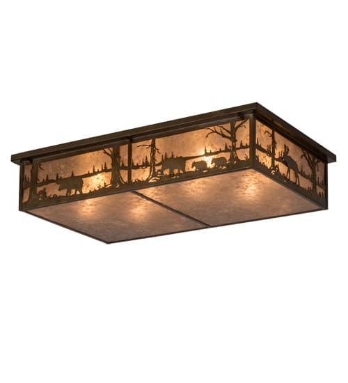 Bears and Moose at Lake 8 Light 35" Wide Flush Mount Ceiling Fixture