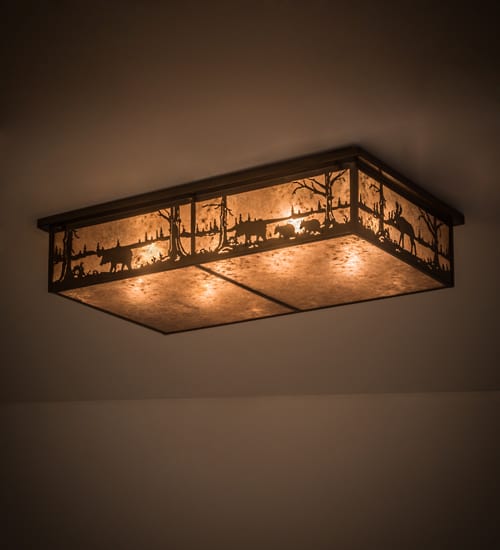 Bears and Moose at Lake 8 Light 35" Wide Flush Mount Ceiling Fixture
