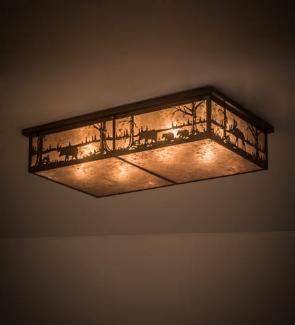 Bears and Moose at Lake 8 Light 35" Wide Flush Mount Ceiling Fixture