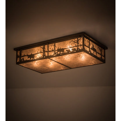 Meyda Tiffany Bears and Moose at Lake 8 Light 35" Wide Flush Mount Ceiling Fixture