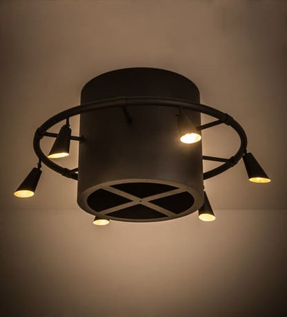 Column-Surround 6 Light 60" Wide Semi-Flush Ceiling Fixture