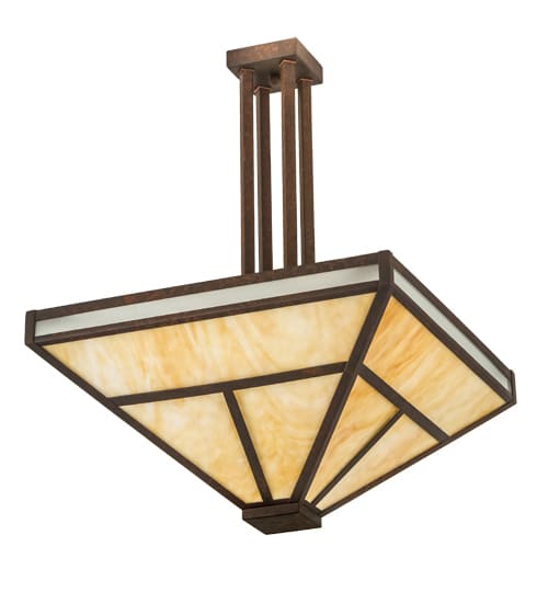 T Mission 8 Light 34" Wide Semi-Flush Ceiling Fixture - Rust Finish