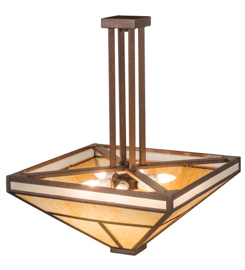 T Mission 8 Light 34" Wide Semi-Flush Ceiling Fixture - Rust Finish