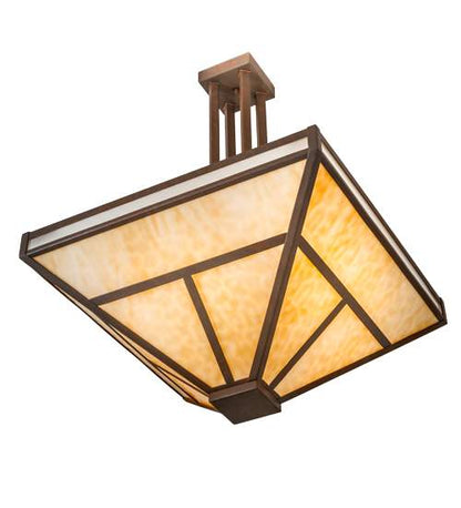 T Mission 8 Light 34" Wide Semi-Flush Ceiling Fixture - Rust Finish