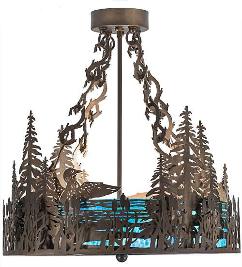 Loon 4 Light 20" Wide Semi-Flush Drum Ceiling Fixture