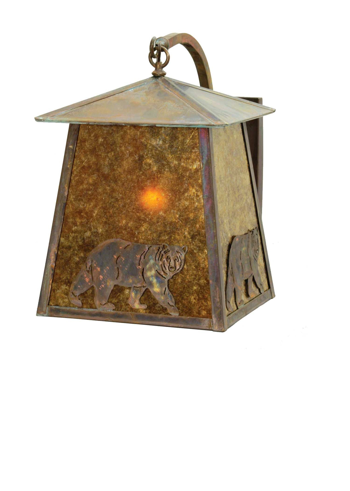 14" Wide Stillwater Northwoods Lone Bear Curved Arm Wall Sconce