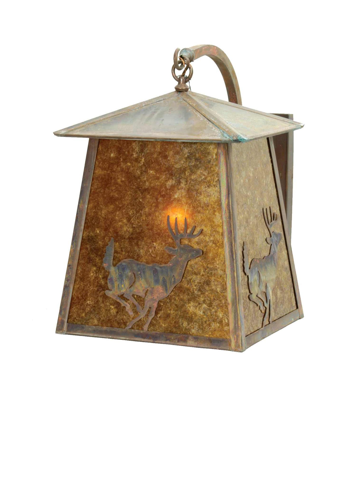 14" Wide Stillwater Lone Deer Curved Arm Wall Sconce