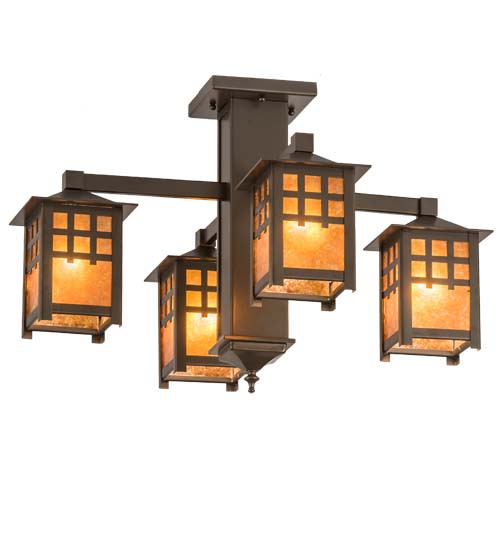Seneca Window Pane 4 Light 26" Wide Semi-flush Ceiling Fixture
