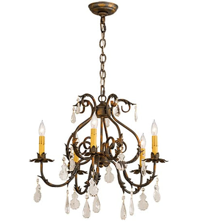 Chantilly 5 Light 24" Wide Crystal Candle Style Chandelier