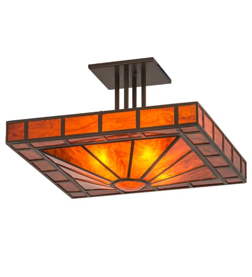 Mission Prime 4 Light 34" Wide Semi-Flush Square Ceiling Fixture