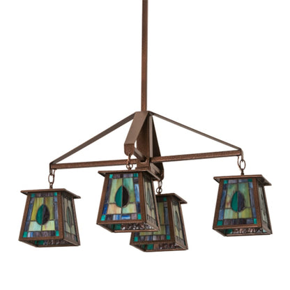 Meyda Tiffany Long Mackintosh Leaf 4 Light 24" Wide Chandelier