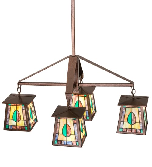 Long Mackintosh Leaf 4 Light 24" Wide Chandelier