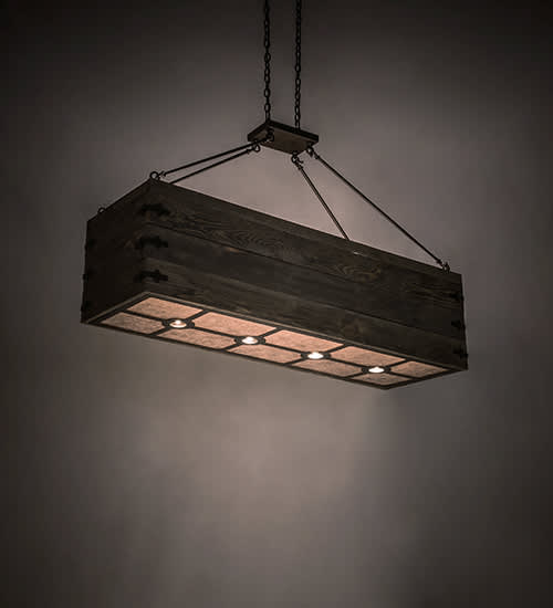 8 Light 61" Wide Wood Linear Pendant