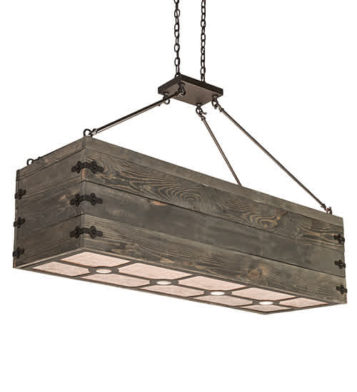 8 Light 61" Wide Wood Linear Pendant