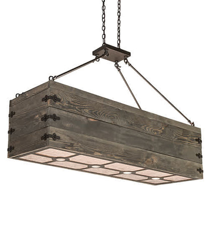 8 Light 61" Wide Wood Linear Pendant
