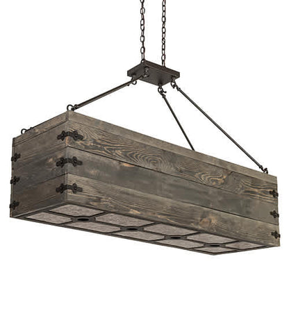 8 Light 61" Wide Wood Linear Pendant