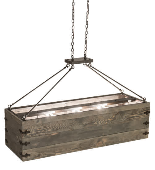 8 Light 61" Wide Wood Linear Pendant