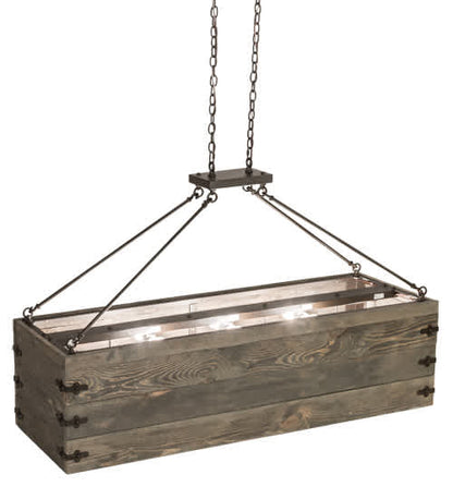 8 Light 61" Wide Wood Linear Pendant