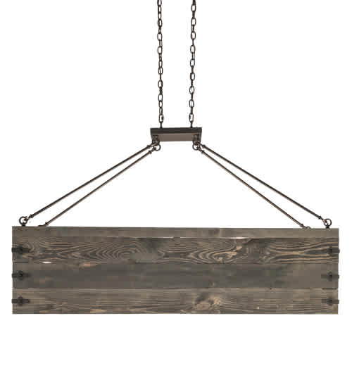 8 Light 61" Wide Wood Linear Pendant