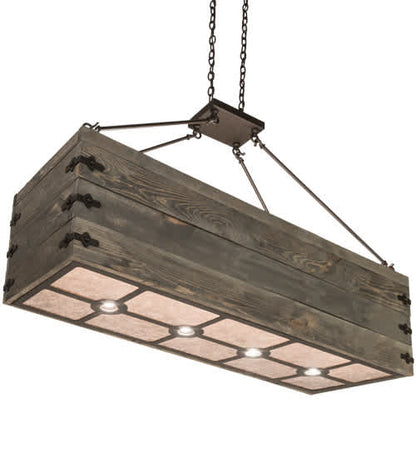 8 Light 61" Wide Wood Linear Pendant