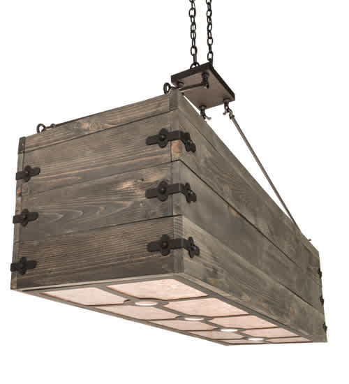 8 Light 61" Wide Wood Linear Pendant