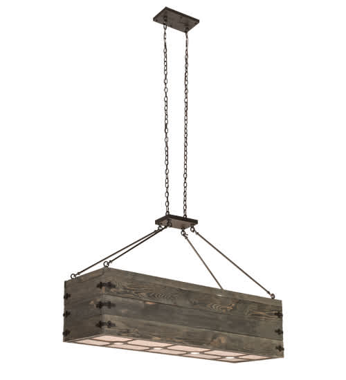 8 Light 61" Wide Wood Linear Pendant