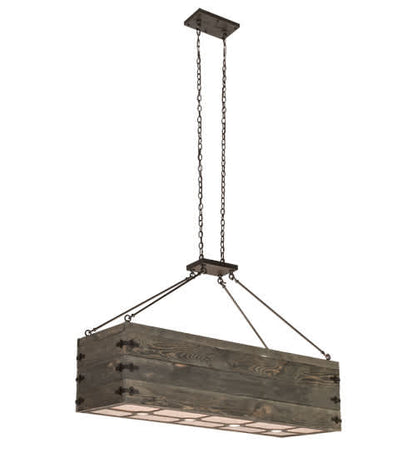 8 Light 61" Wide Wood Linear Pendant