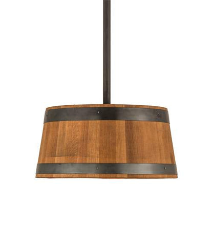 3 Light 25" Wide Wood Pendant