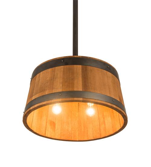 3 Light 25" Wide Wood Pendant