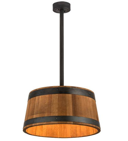 3 Light 25" Wide Wood Pendant