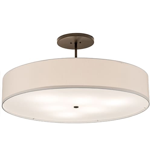 Cilindro 6 Light 42" Wide Semi-Flush Drum Ceiling Fixture with Eggshell Shade - Bronze Finish