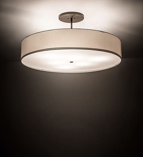 Cilindro 6 Light 42" Wide Semi-Flush Drum Ceiling Fixture with Eggshell Shade - Bronze Finish