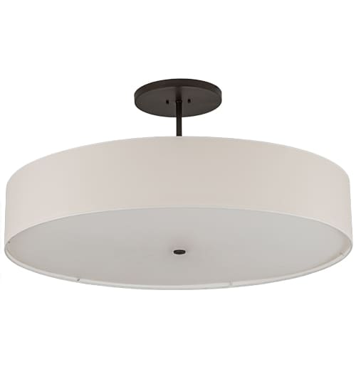 Cilindro 6 Light 42" Wide Semi-Flush Drum Ceiling Fixture with Eggshell Shade - Bronze Finish