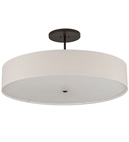 Cilindro 6 Light 42" Wide Semi-Flush Drum Ceiling Fixture with Eggshell Shade - Bronze Finish