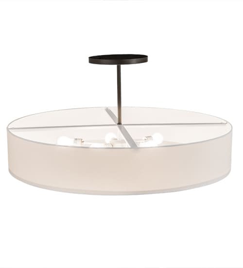 Cilindro 6 Light 42" Wide Semi-Flush Drum Ceiling Fixture with Eggshell Shade - Bronze Finish