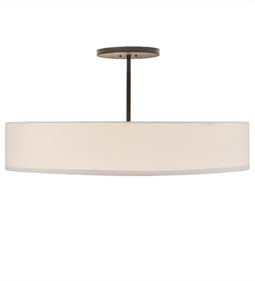 Cilindro 6 Light 42" Wide Semi-Flush Drum Ceiling Fixture with Eggshell Shade - Bronze Finish
