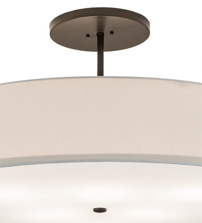 Cilindro 6 Light 42" Wide Semi-Flush Drum Ceiling Fixture with Eggshell Shade - Bronze Finish