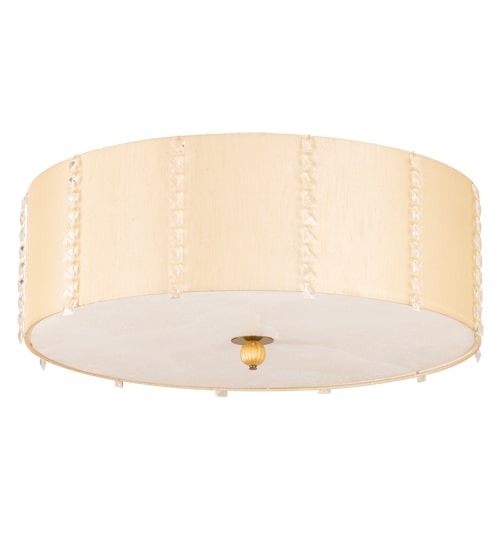 Cilindro Lujoso 8 Light 32" Wide Semi-Flush Drum Ceiling Fixture with Natural Silk Shade - Brass Finish