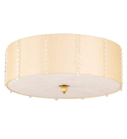 Cilindro Lujoso 8 Light 32" Wide Semi-Flush Drum Ceiling Fixture with Natural Silk Shade - Brass Finish